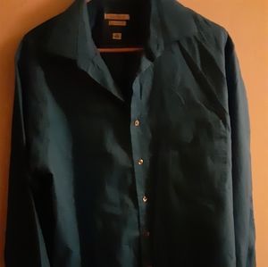 Dark blue/teal button up mens shirt